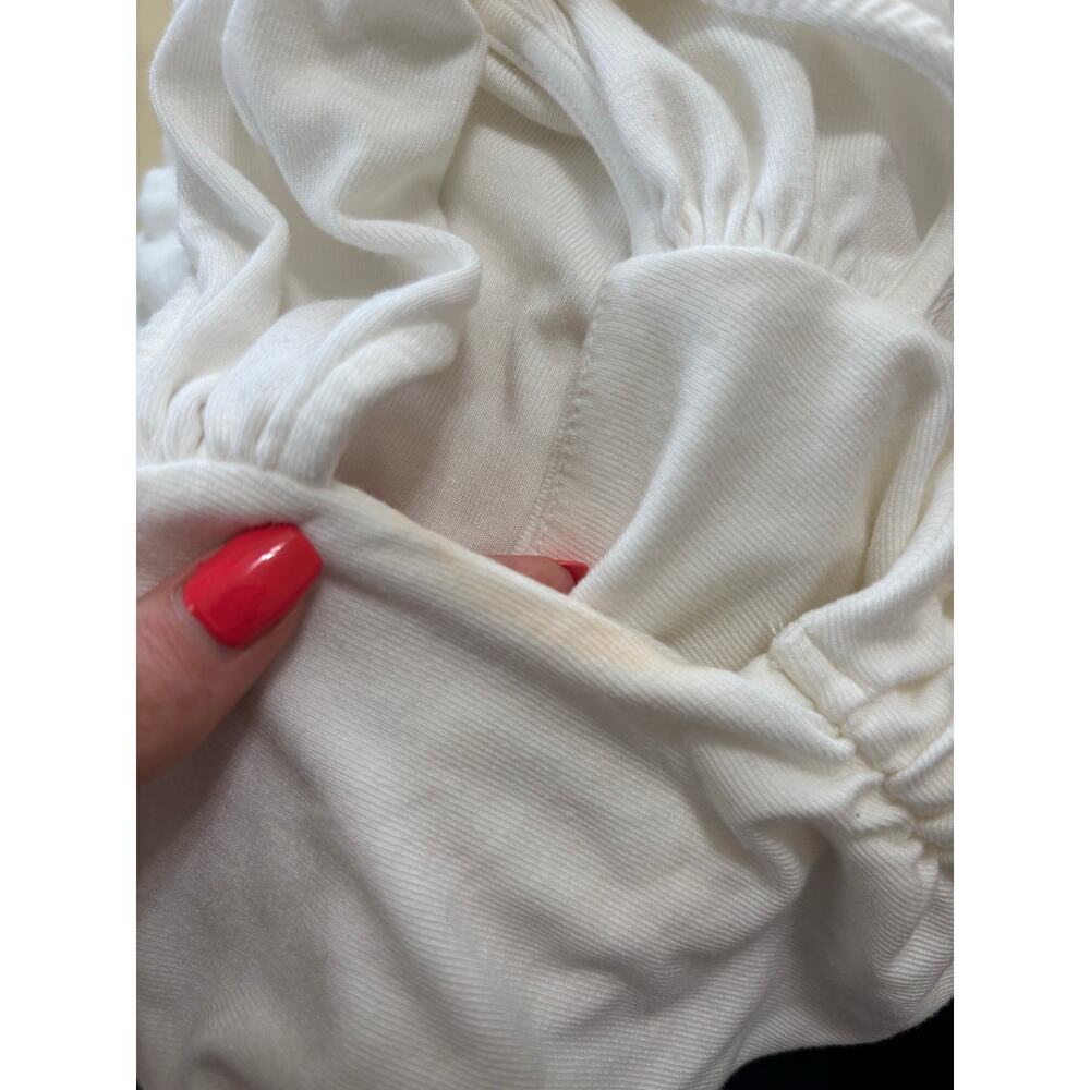White Elodie Shirred Sleeveless Crop Top S - Picture 4 of 5